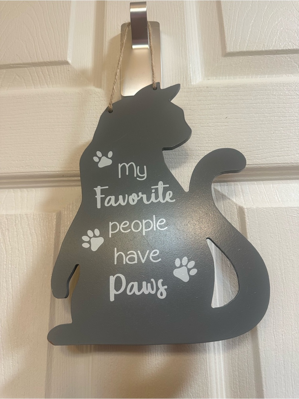 Home Interiors Gray Cat Silhouette Sign with White Paw Script